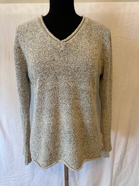 Columbia Sweater XL Marled Knit V-Neck Pullover Cozy Outdoor Neutral